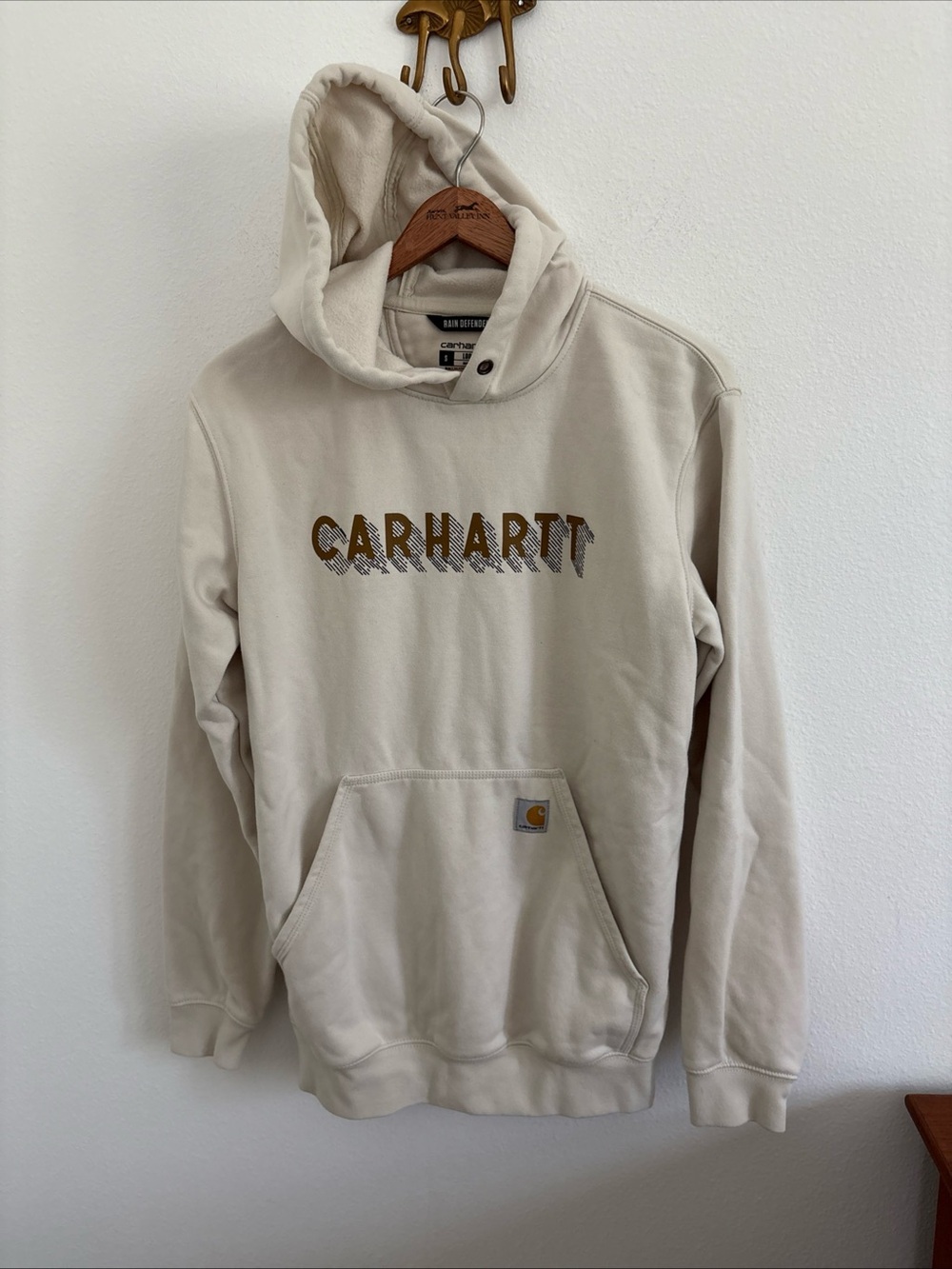 Carhartt Rain Defender Loose Fit Hoodie Mens Small Ivory